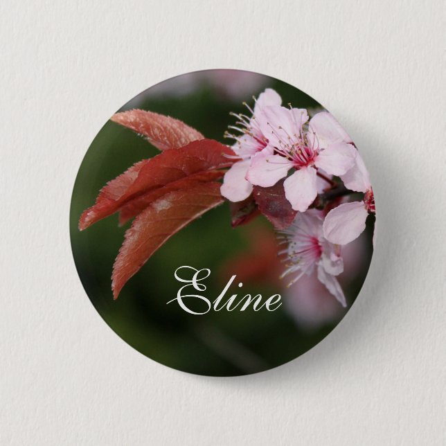 spring pink plum flowers button (Front)
