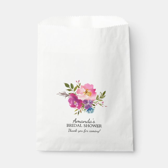 Spring Pink & Purple Floral Shower Favor Bags (Front)