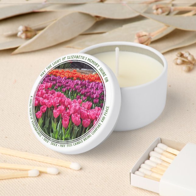 Spring Pink Purple Orange Tulips Memorial Mini Candle Favors (Insitu)