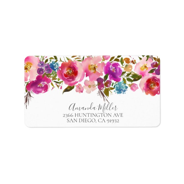 Spring Pink & Purple Return Address Label (Front)