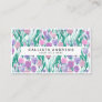 Spring Pink Purple Tulip Floral Watercolor Business Card