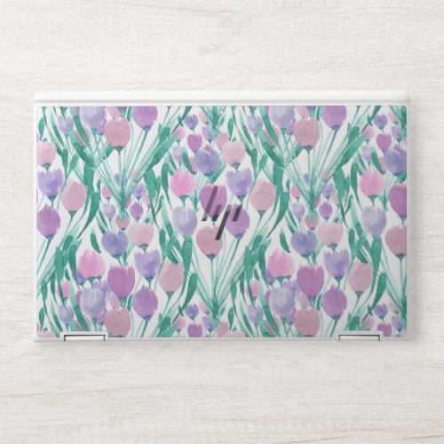 Spring Pink Purple Tulip Floral Watercolor HP Laptop Skin