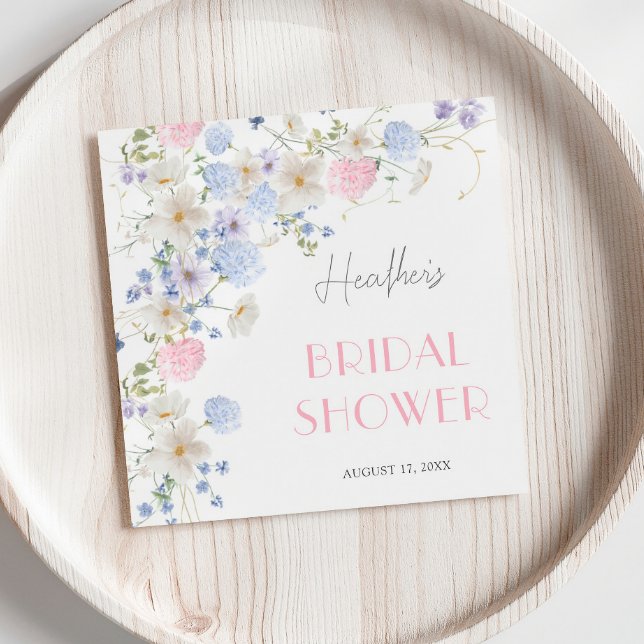 Spring Pink Purple Wildflowers Bridal Shower Napkins (Creator Uploaded)