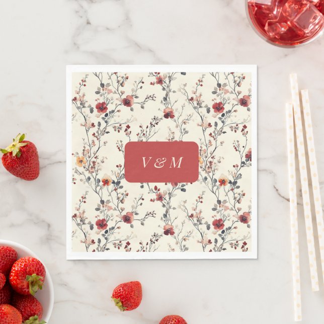 Spring Pink & Red Floral  Napkins (Insitu)