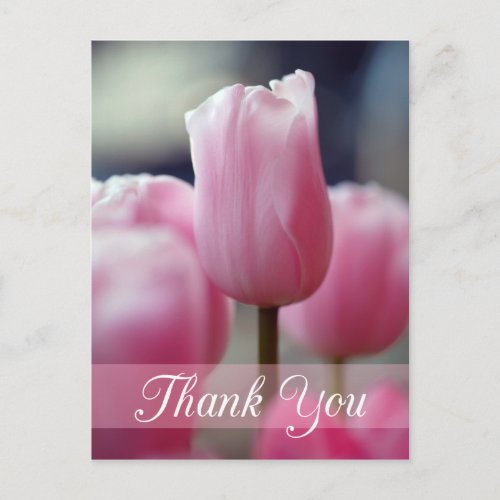 Spring pink tulip flower wedding thank you card
