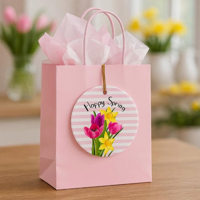 Spring Pink Tulips and Daffodils Flower Ornament (Creator Uploaded)