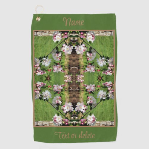 Spring Pink White Blossoms Abstract Personalized Golf Towel