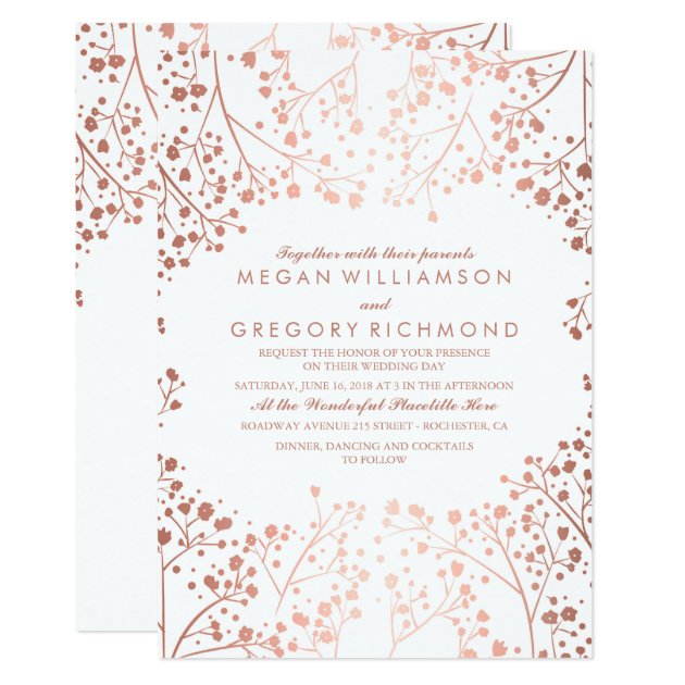 Spring Pinks Baby's Breath Floral Vintage Wedding Invitation