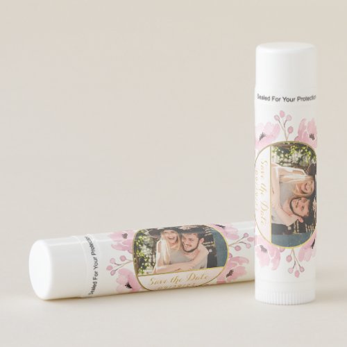 Spring Pinks Watercolor Floral Save The Date Lip Balm