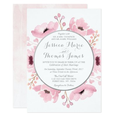 Spring Pinks Watercolor Floral Wedding Collection Card