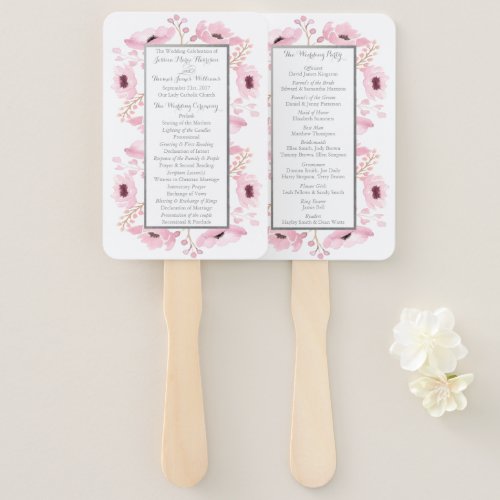 Spring Pinks Watercolor Floral Wedding Collection Hand Fan