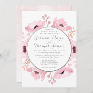 Spring Pinks Watercolor Floral Wedding Collection Invitation