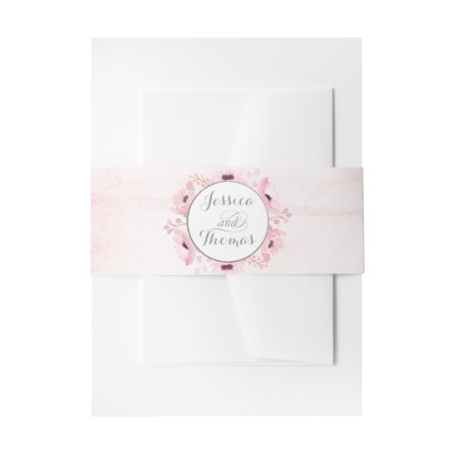 Spring Pinks Watercolor Floral Wedding Collection Invitation Belly Band