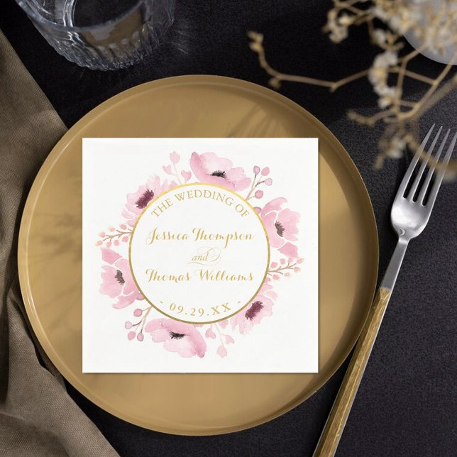 Spring Pinks Watercolor Floral Wedding Collection Paper Napkins (Creator Uploaded)