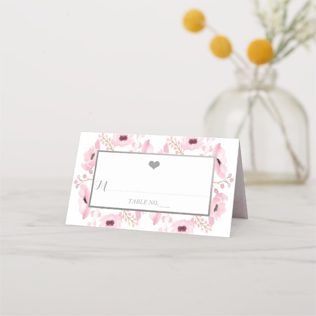 Spring Pinks Watercolor Floral Wedding Collection Place Card (Front)