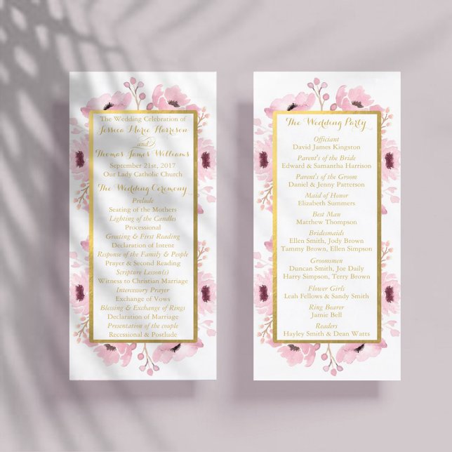 Spring Pinks Watercolor Floral Wedding Program (Creator Uploaded)