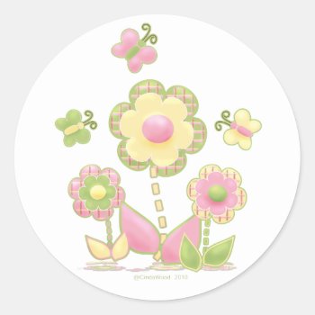 Spring Plaid Flowers And Butterflies On Stickers by mybabybundles at Zazzle