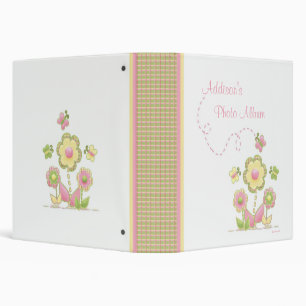 Spring Plaid Flowers and Butterflies Photo Album 3 Ring Binder
