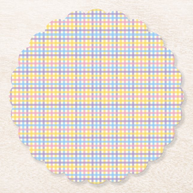 Spring Plaid in Garden Paper Coaster (Front)