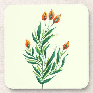 Spring Plant Drawing Abstract Botanical Art Beverage Coaster