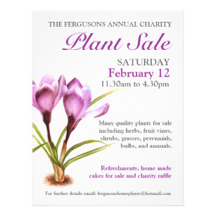 Spring plant sale crocus art promo flyer