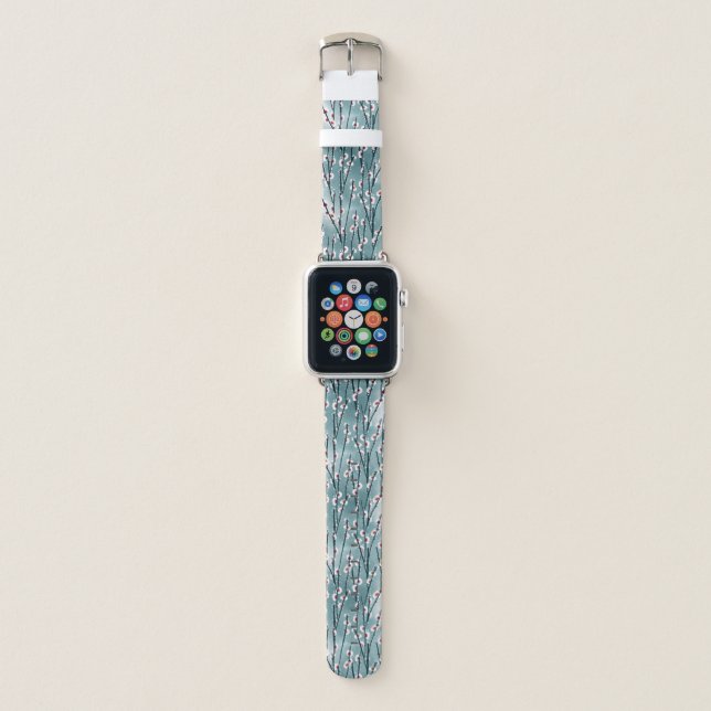 Spring Plum Blossom Floral Pattern Apple Watch Band (Front)