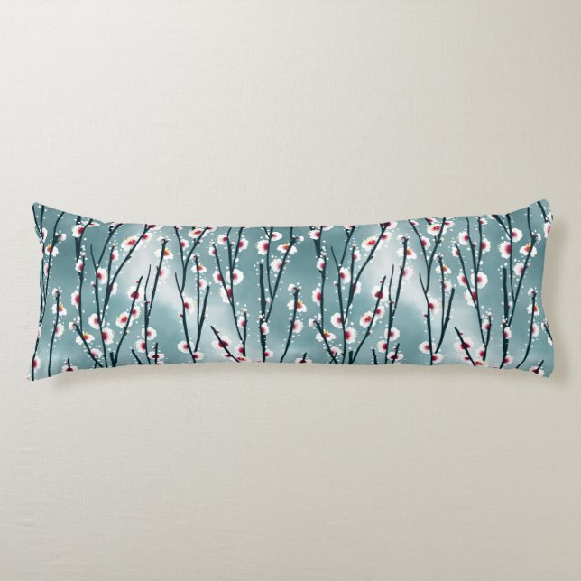 Spring Plum Blossom Floral Pattern Body Pillow (Front)