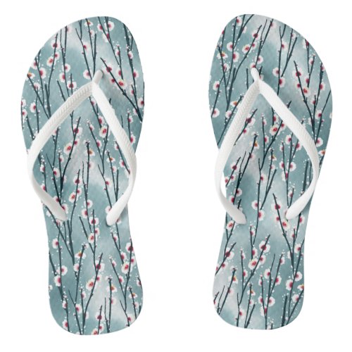 Spring Plum Blossom Floral Pattern Flip Flops