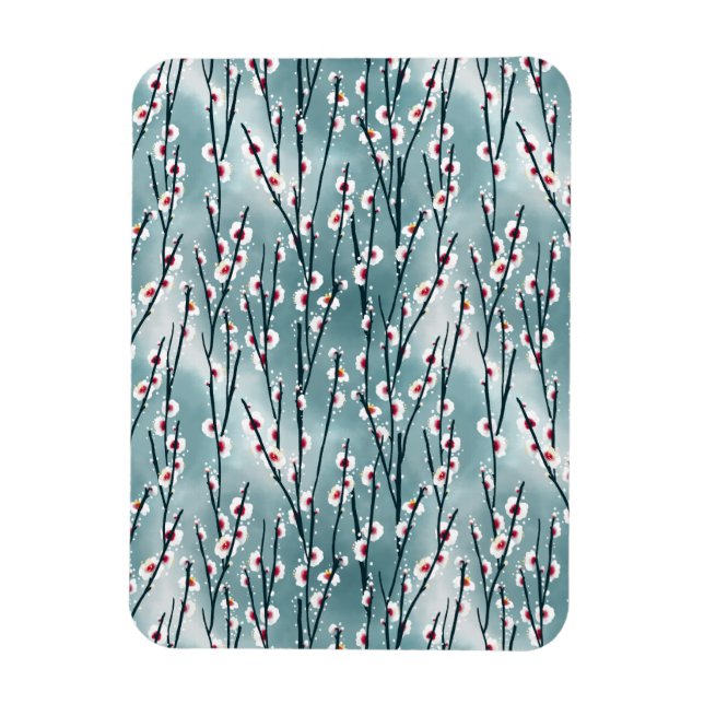 Spring Plum Blossom Floral Pattern Magnet (Vertical)