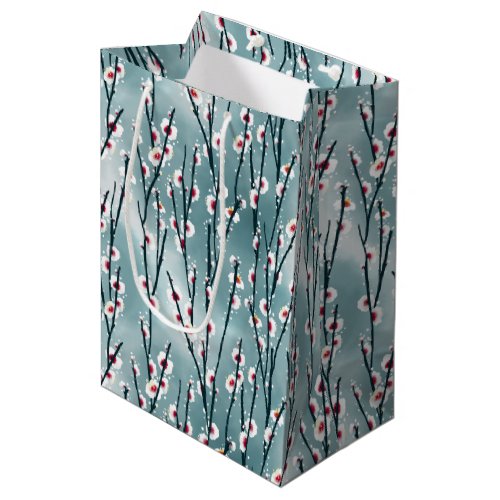 Spring Plum Blossom Floral Pattern Medium Gift Bag