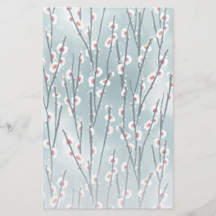 Spring Plum Blossom Floral Pattern Stationery