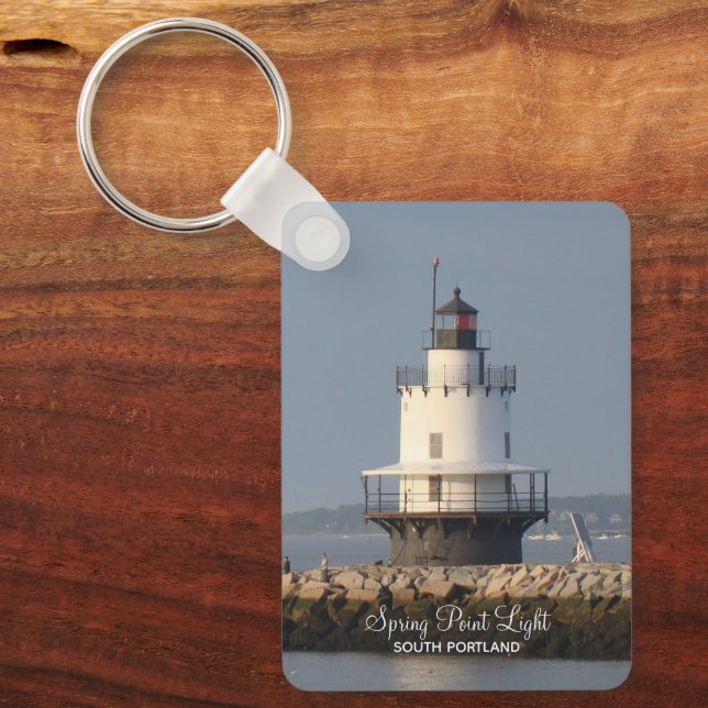 Spring Point South Portland Maine Lighthouse Keychain (Front)