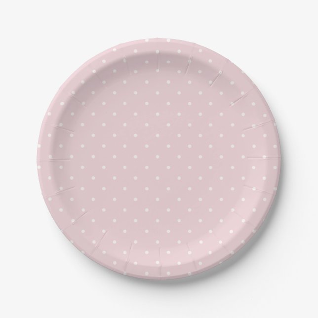 Spring Polka Dots Micro | Soft Blush Paper Plates (Front)