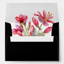 Spring Poppies Black Wedding Invitation Envelope