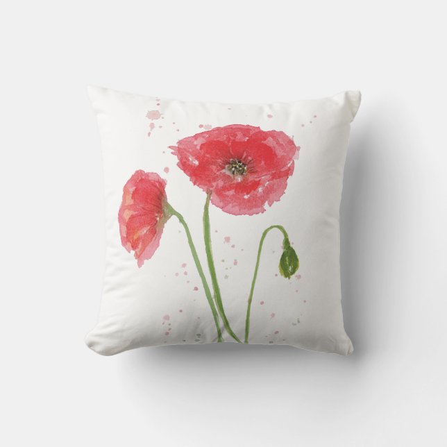 Spring Poppies Throw Pillow (Front)