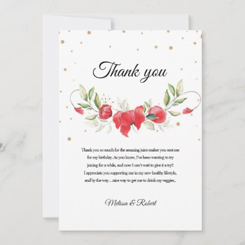 Spring Poppy Floral Wedding Thank you card