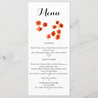 Spring poppy flowers Wedding Menu