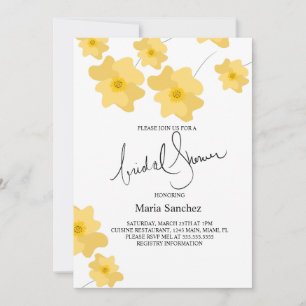 Spring Poppy Yellow Bold Floral Bridal Shower  Invitation