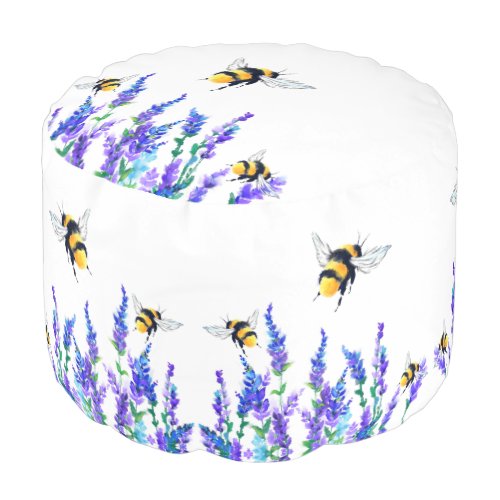 Spring Pouf Flowers and Bees Flying