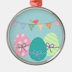 Spring powder blue Easter eggs Metal Ornament