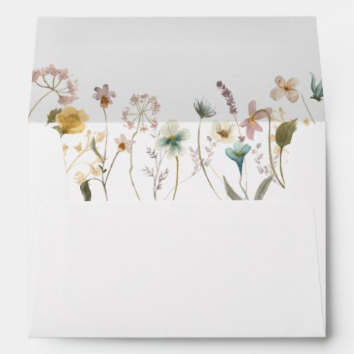 Spring Pressed Flowers Return Address Wedding Envelope