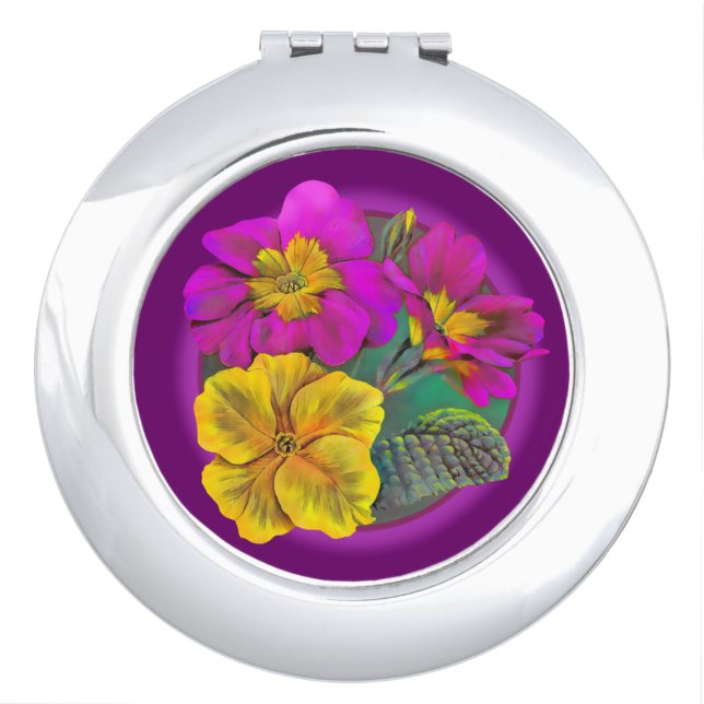 Spring primrose painting mirror compact (Front)