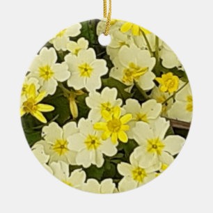 Spring Primroses Ceramic Ornament