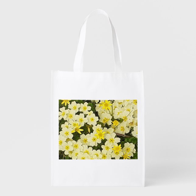 Spring Primroses Reusable Shopping Bag (Front)