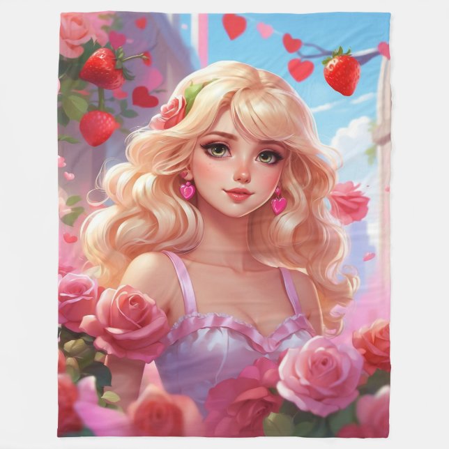 Spring princess  fleece blanket (Front)