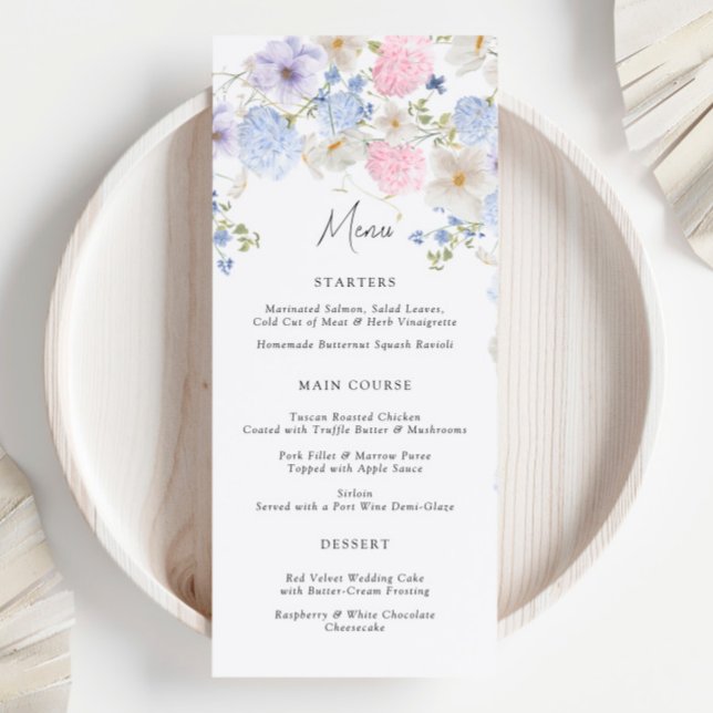 Spring Purple And Pink Wildflowers Wedding Menu (Creator Uploaded)
