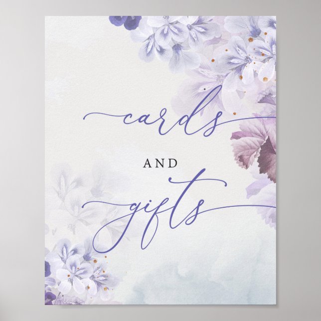Spring purple dusty blue flowers cards and gifts poster (Front)