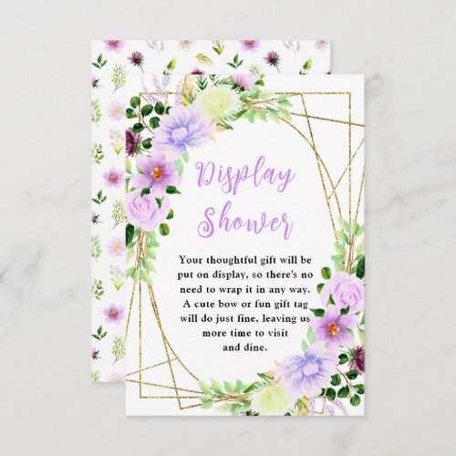 Spring Purple Floral Baby Display Shower Enclosure Card