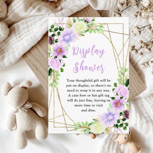 Spring Purple Floral Baby Display Shower Enclosure Card