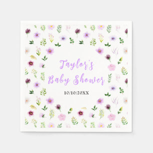 Spring Purple Floral Baby Shower Napkins